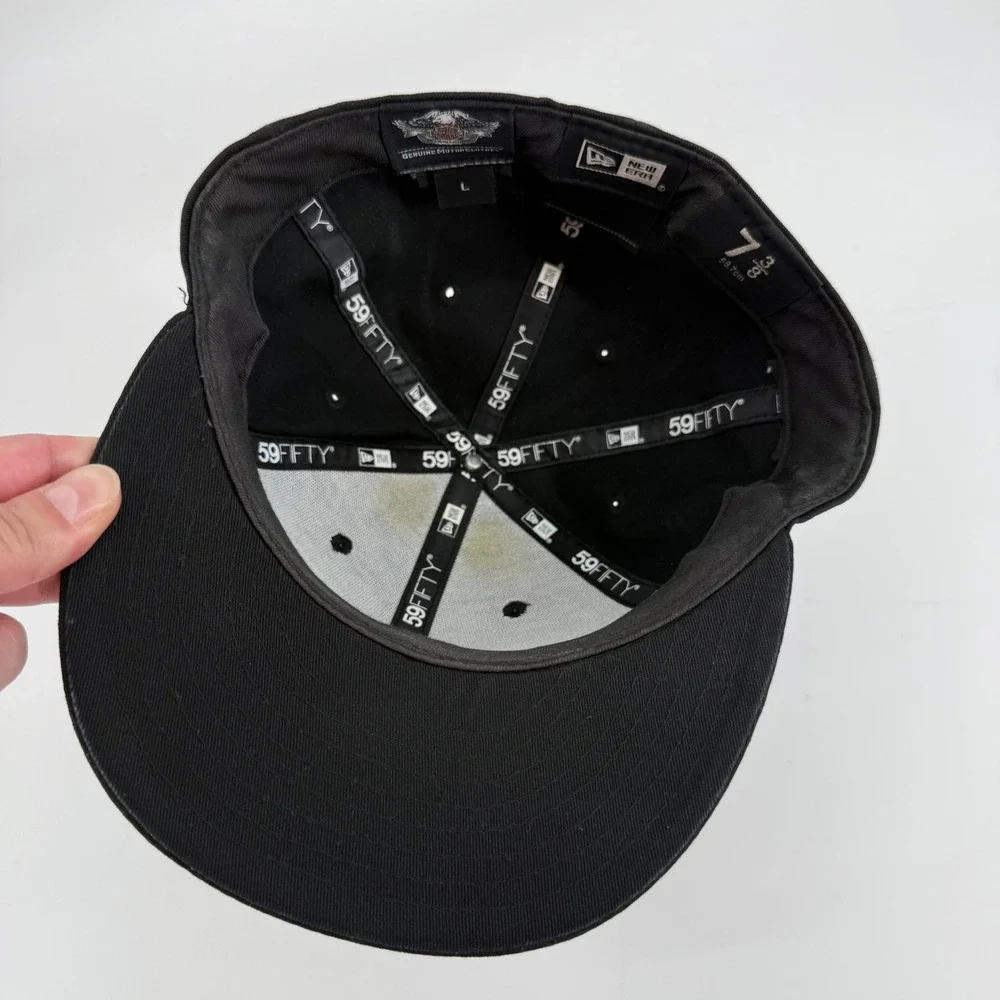 Harley-Davidson New Era 59FIFTY Fitted Hat Black Orange Size 7 3/8 Biker Cap